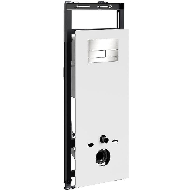 Инсталляция WasserKRAFT Salm 27TLT.010.ME.WH.BN04 для унитаза Белое стекло с клавишей смыва Никель
