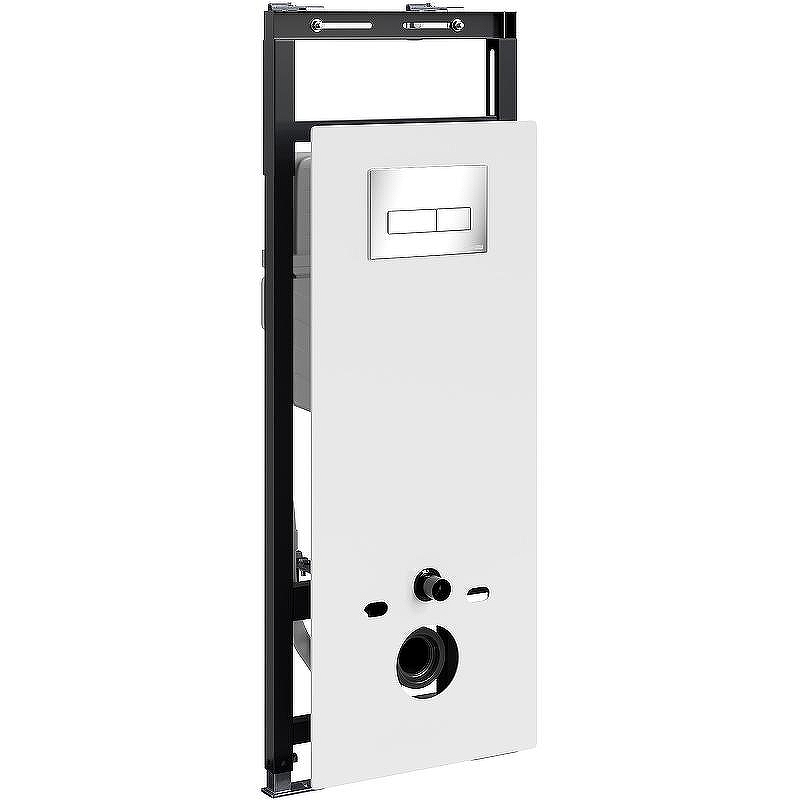 Инсталляция WasserKRAFT Salm 27TLT.010.ME.WH.CH03 для унитаза Белое стекло с клавишей смыва Хром