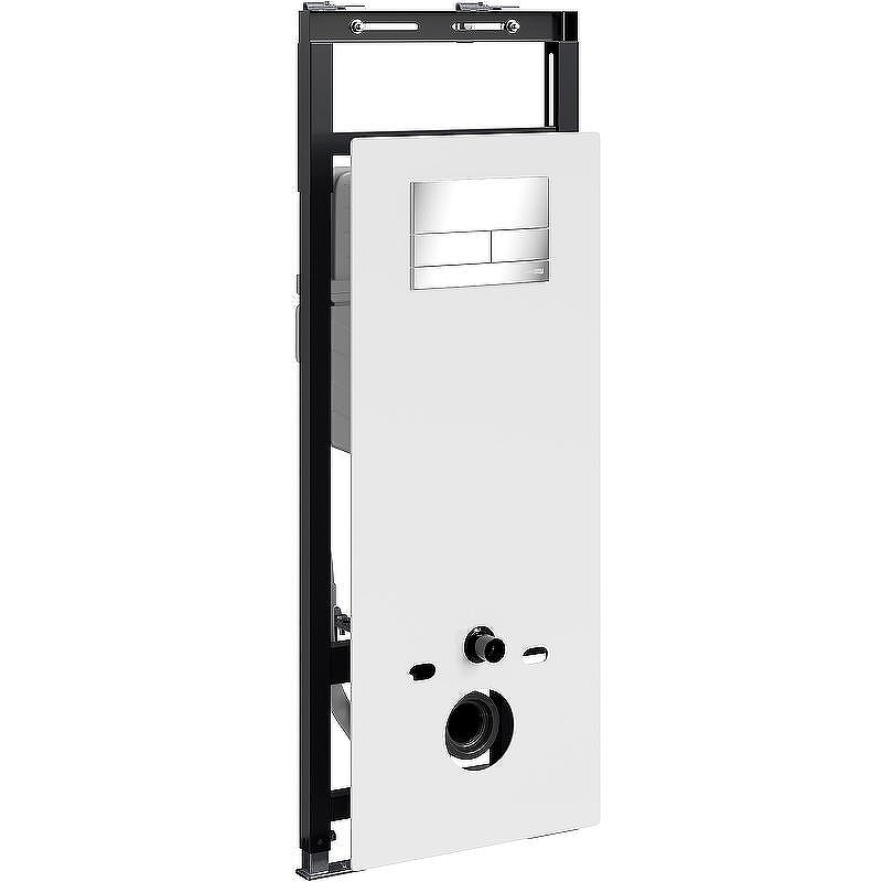 Инсталляция WasserKRAFT Salm 27TLT.010.ME.WH.CH04 для унитаза Белое стекло с клавишей смыва Хром