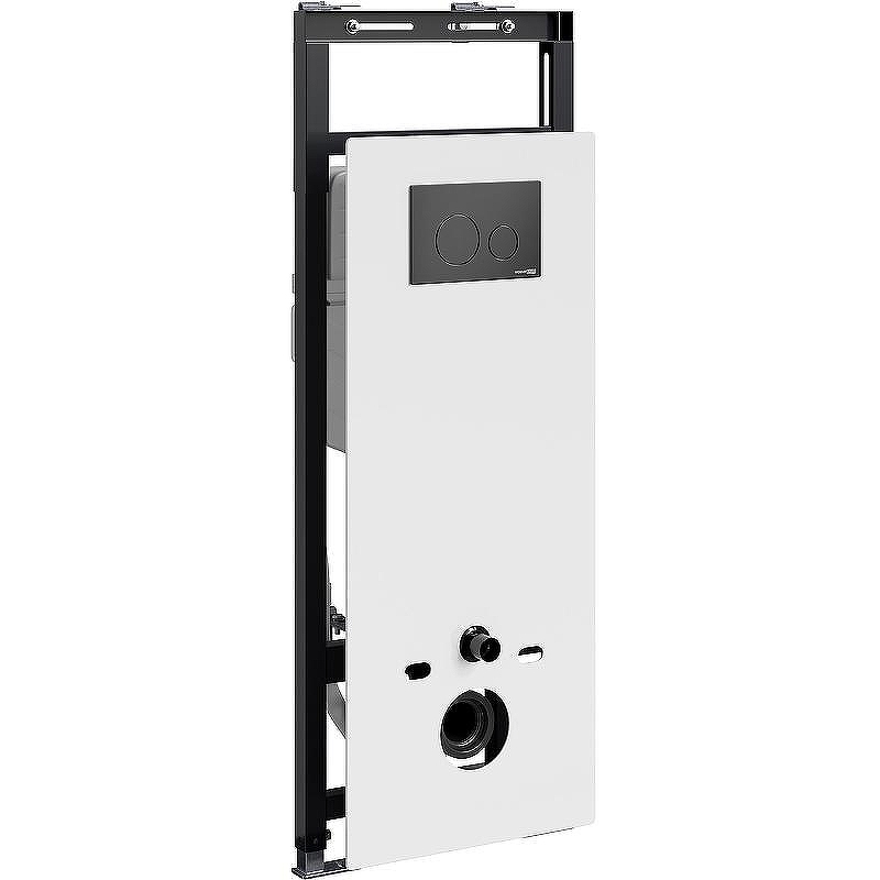 Инсталляция WasserKRAFT Salm 27TLT.010.ME.WH.MB02 для унитаза Белое стекло с Черной матовой клавишей смыва
