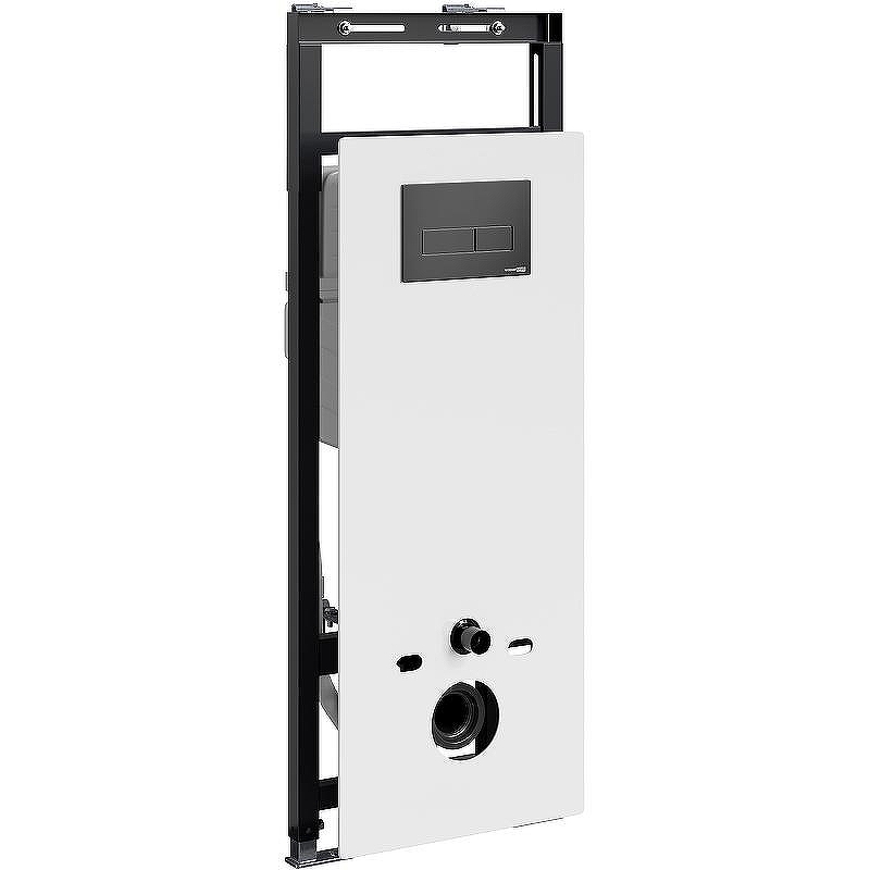 Инсталляция WasserKRAFT Salm 27TLT.010.ME.WH.MB03 для унитаза Белое стекло с Черной матовой клавишей смыва