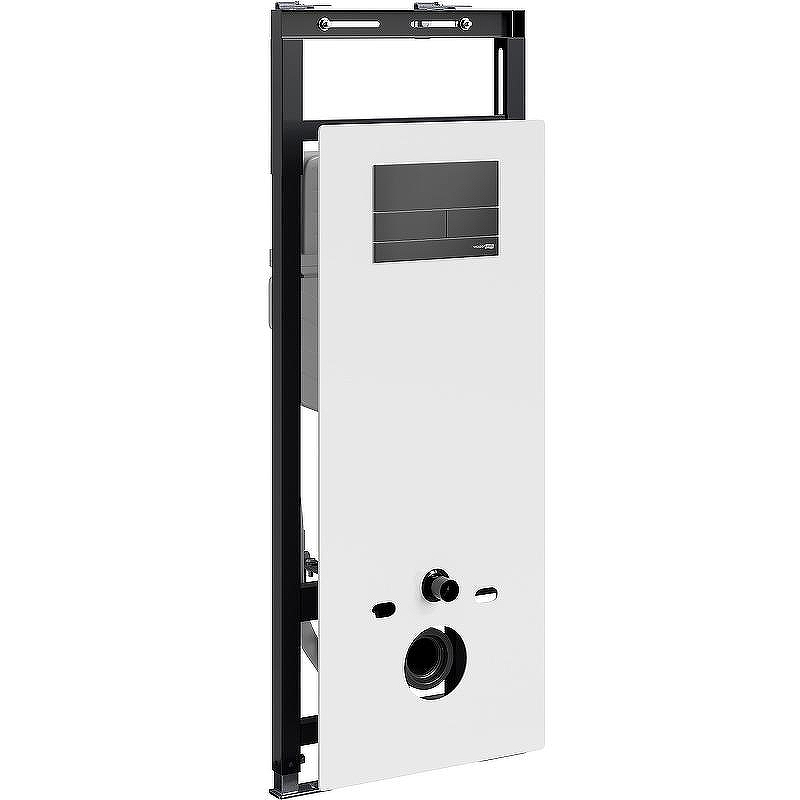 Инсталляция WasserKRAFT Salm 27TLT.010.ME.WH.MB04 для унитаза Белое стекло с Черной матовой клавишей смыва