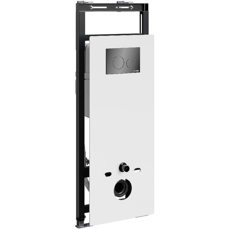 Инсталляция WasserKRAFT Salm 27TLT.010.ME.WH.PB02 для унитаза Белое стекло с клавишей смыва Черный глянец