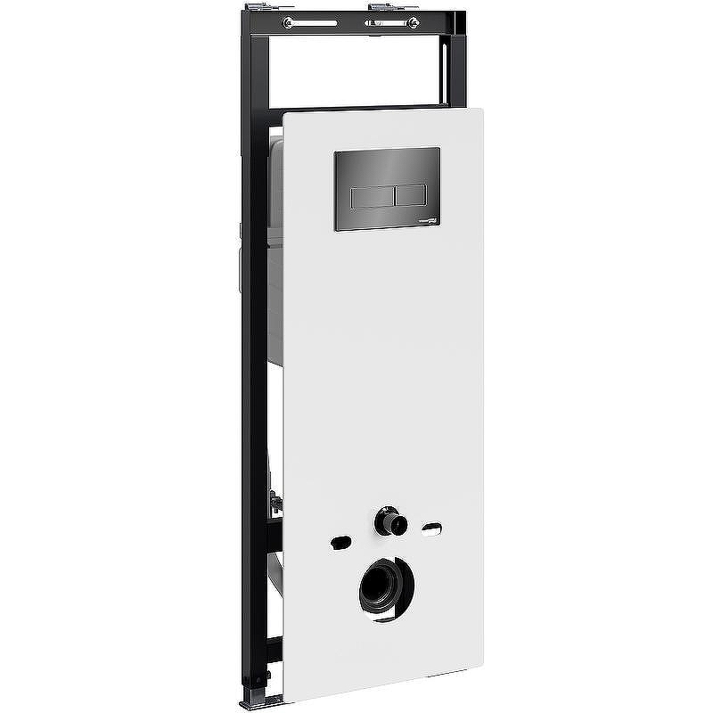 Инсталляция WasserKRAFT Salm 27TLT.010.ME.WH.PB03 для унитаза Белое стекло с клавишей смыва Черный глянец