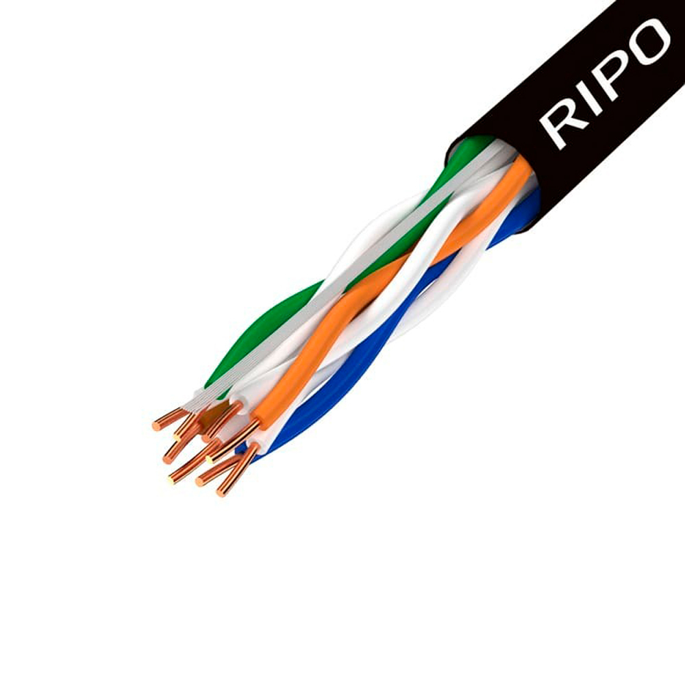 Интернет-кабель уличный (витая пара) UTP CAT5e 4х2х0,46 мм Ripo черный (100 м)
