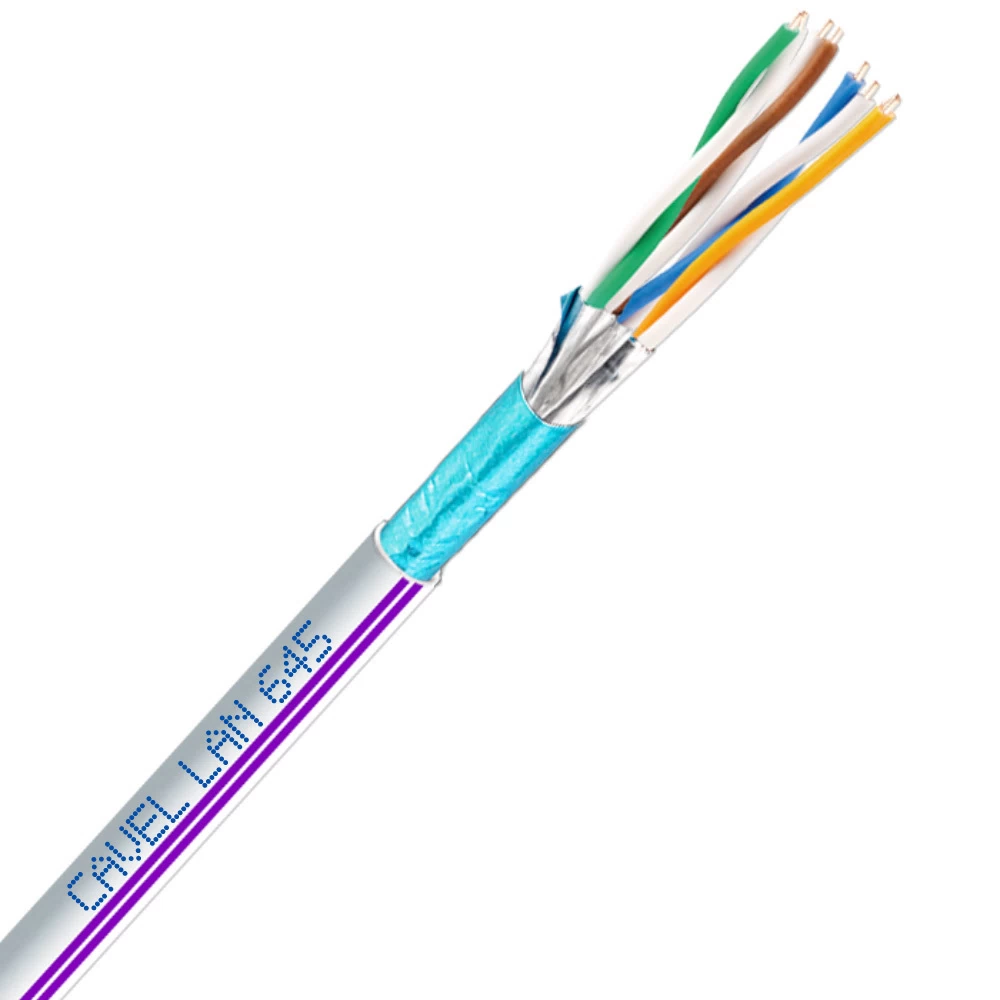 Интернет-кабель (витая пара) F/FTP CAT6a LAN 645 4х2х0,57 мм экранированный Cavel белый (150 м)