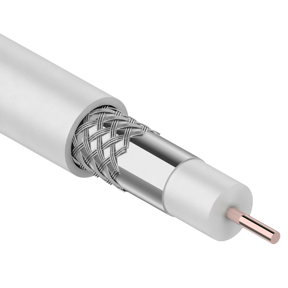 Кабель коаксиальный телевизионный RG 6 1х0,9 мм экранированный CCS PVC Proconnect белый