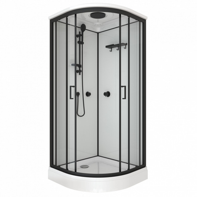 кабина душевая DOLCE Regina Black 90x90x219см 1/4 круга низкий поддон