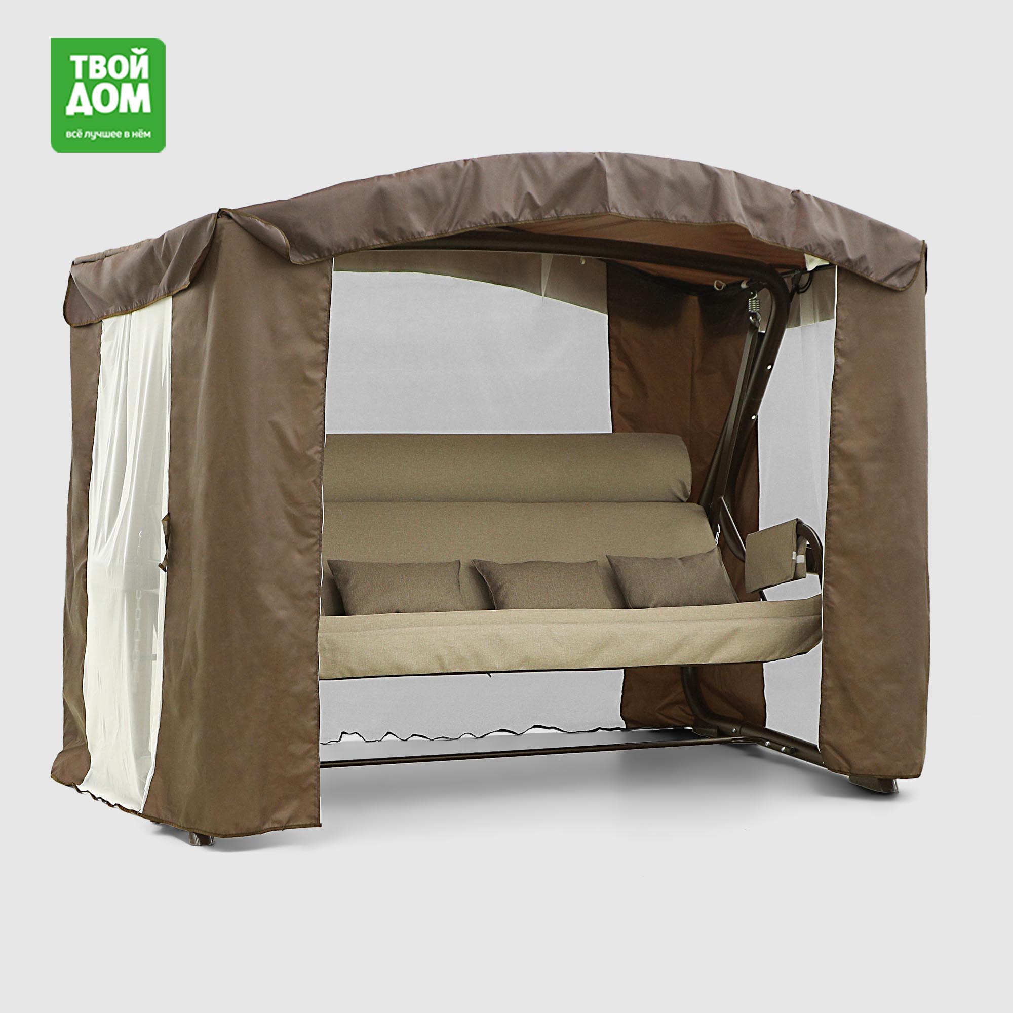 Качели садовые Zalger Garden Камелот шоколад садовые 4-х местные