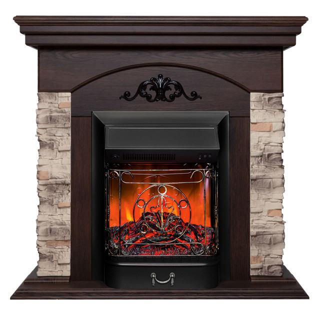 каминокомплект REALFLAME ROCKWOOD STD (очаг MAJESTIC ) орех фактурный