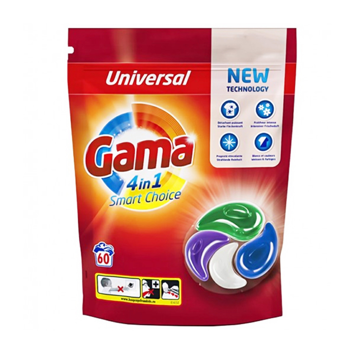Капсулы универсальные для стирки белья Gama 4 in 1 Smart Choice 60 шт
