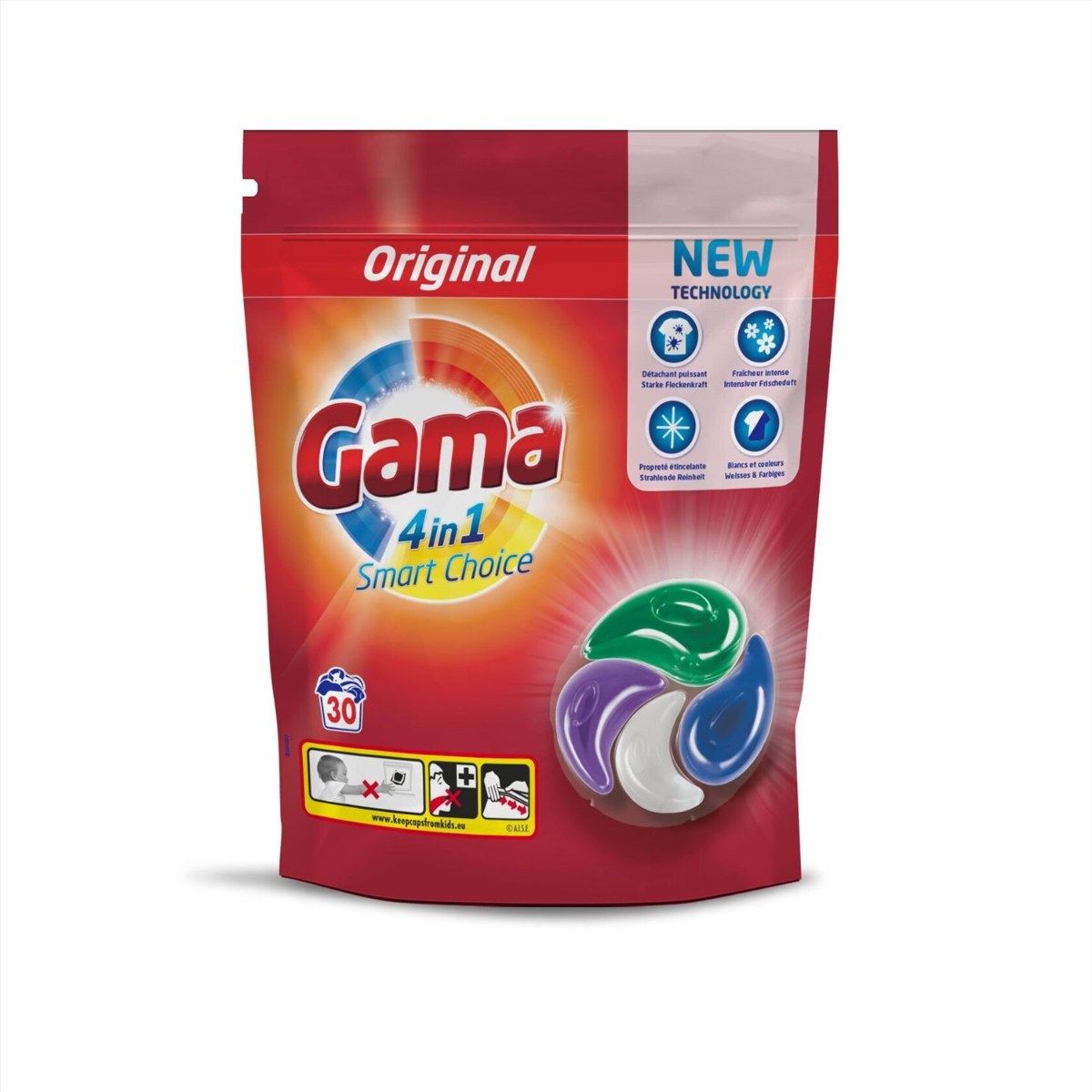 Капсулы универсальные для стирки белья Gama 4 in 1 Smart Choice 30 шт