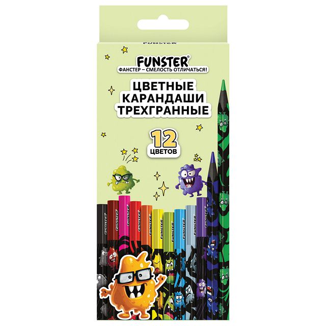 карандаши цветные FUNSTER "Монстрики", 12 цветов