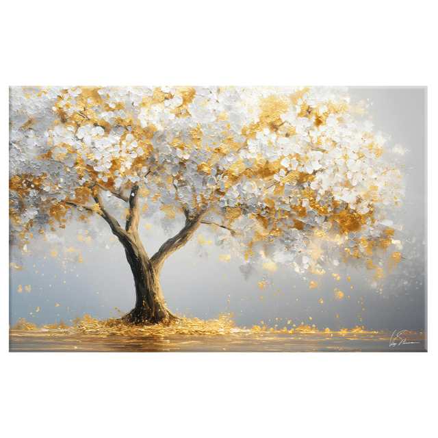 картина на холсте Golden tree/Золотое дерево 700х1100мм