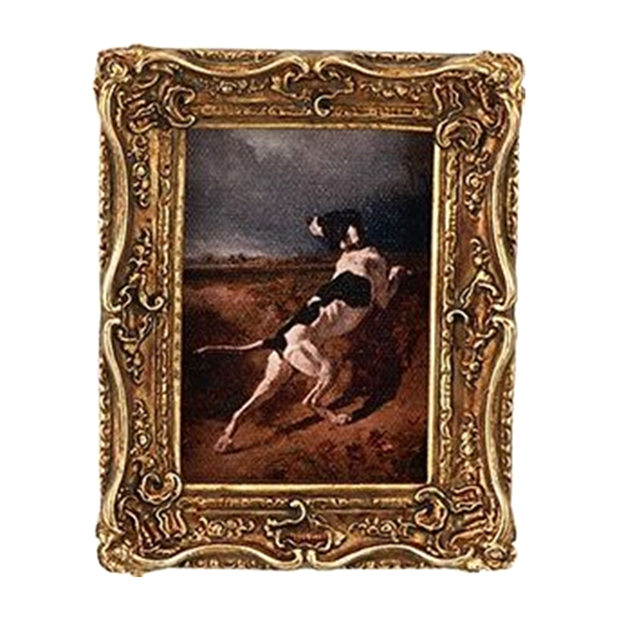 Картина в раме Glasar черно-белая собака, масло, 10x2x12 см
