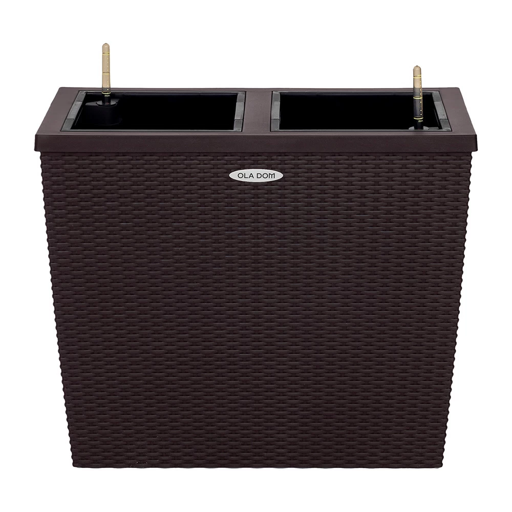 Кашпо декоративное Элластик-Пласт Rattan 655х328х560 мм с автополивом 28 л коричневое
