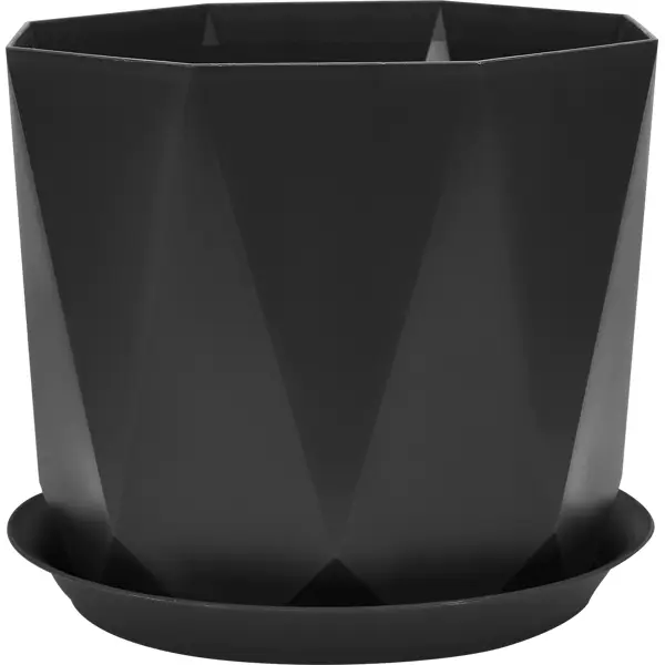 Кашпо для цветов Призма ø22 h19 см v4.7 л пластик графитовый