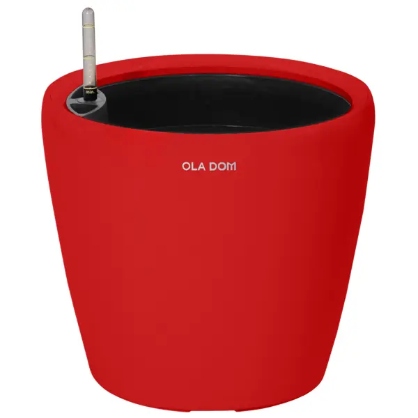 Кашпо Oladom Deluxe Ø36 h32.5 см v16 л пластик красный с автополивом