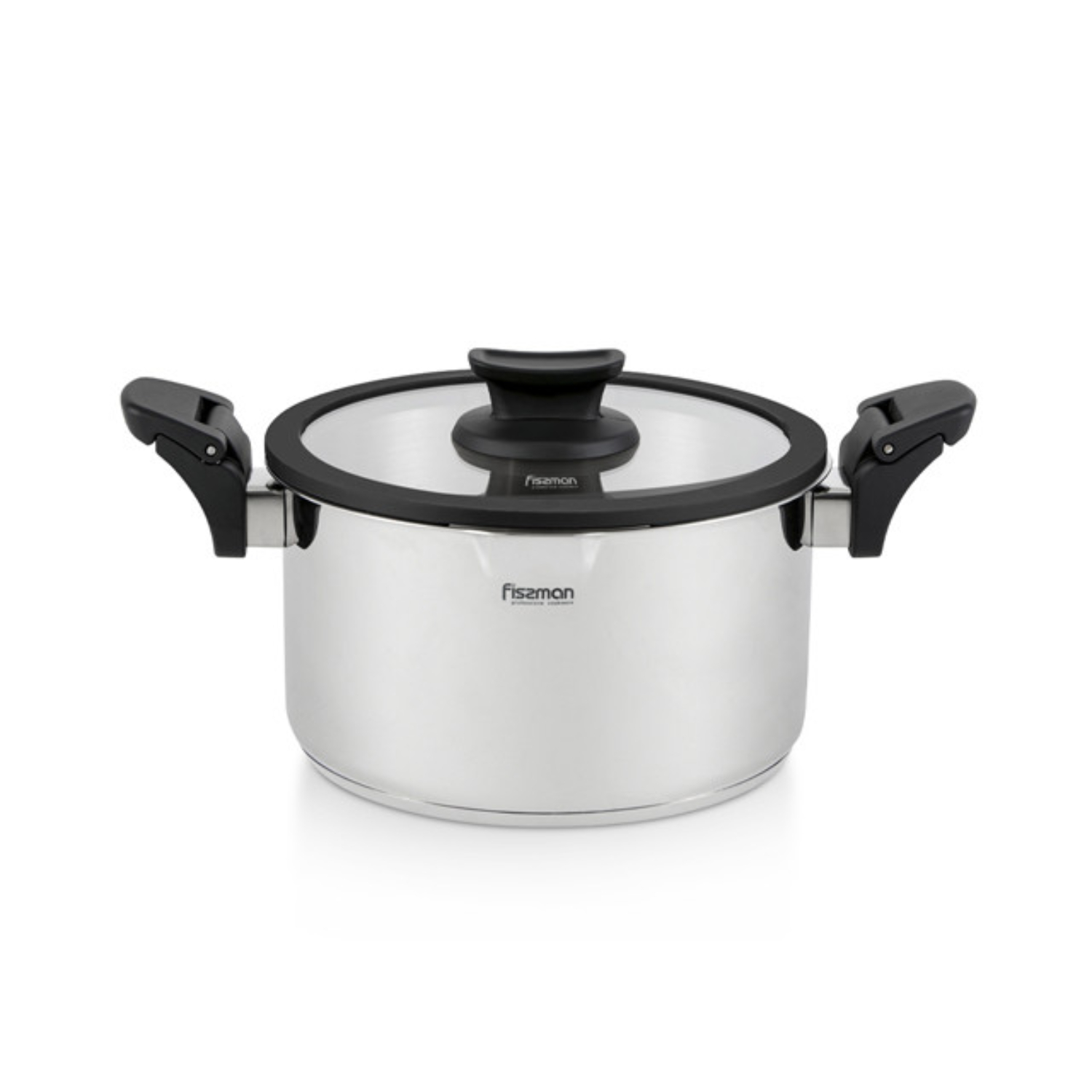 Кастрюля Fissman Lora стеклянная крышка, нержавеющая сталь 18x11 см, 2,5 л