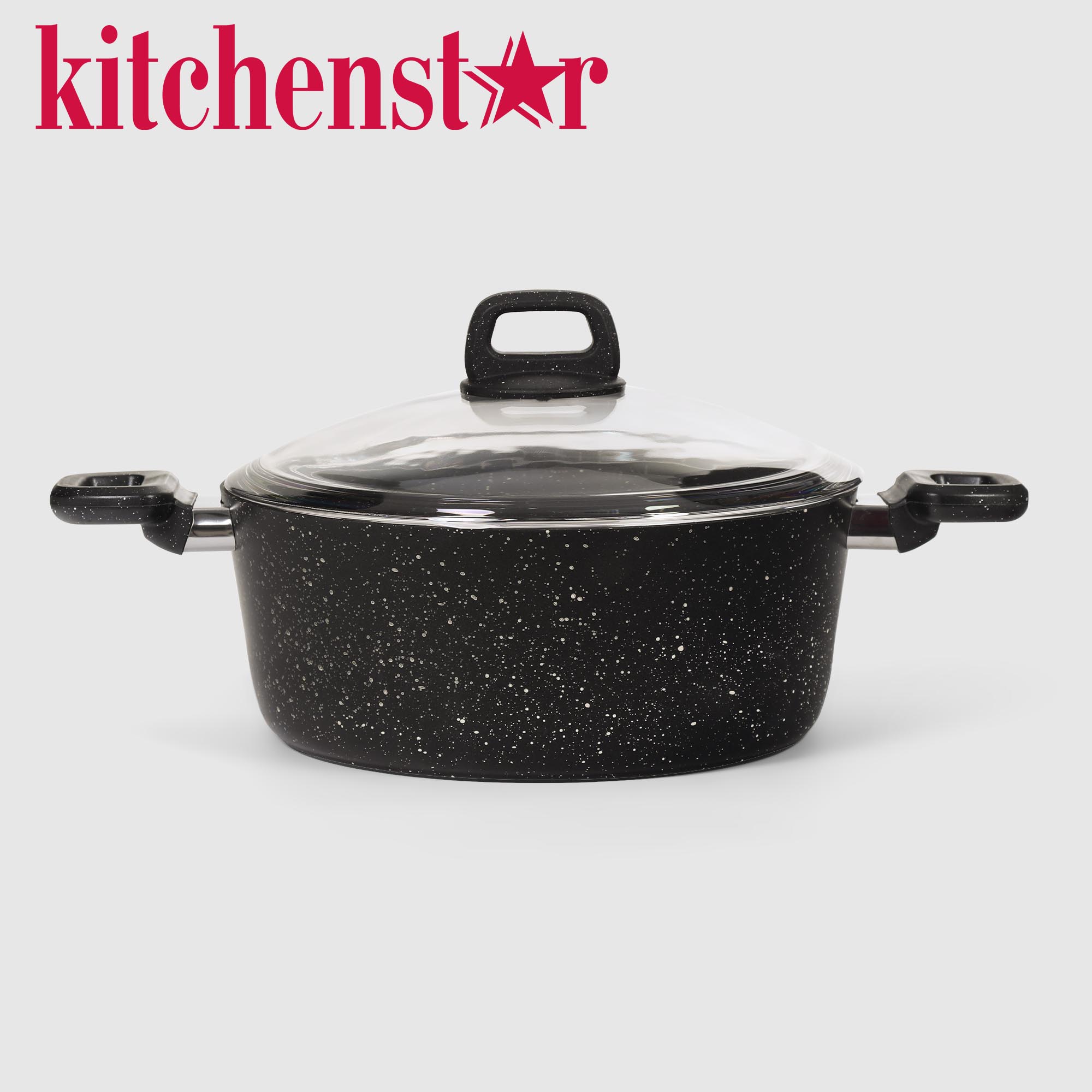 Кастрюля-фритюрница Kitchenstar Granite с крышкой черная 26 см