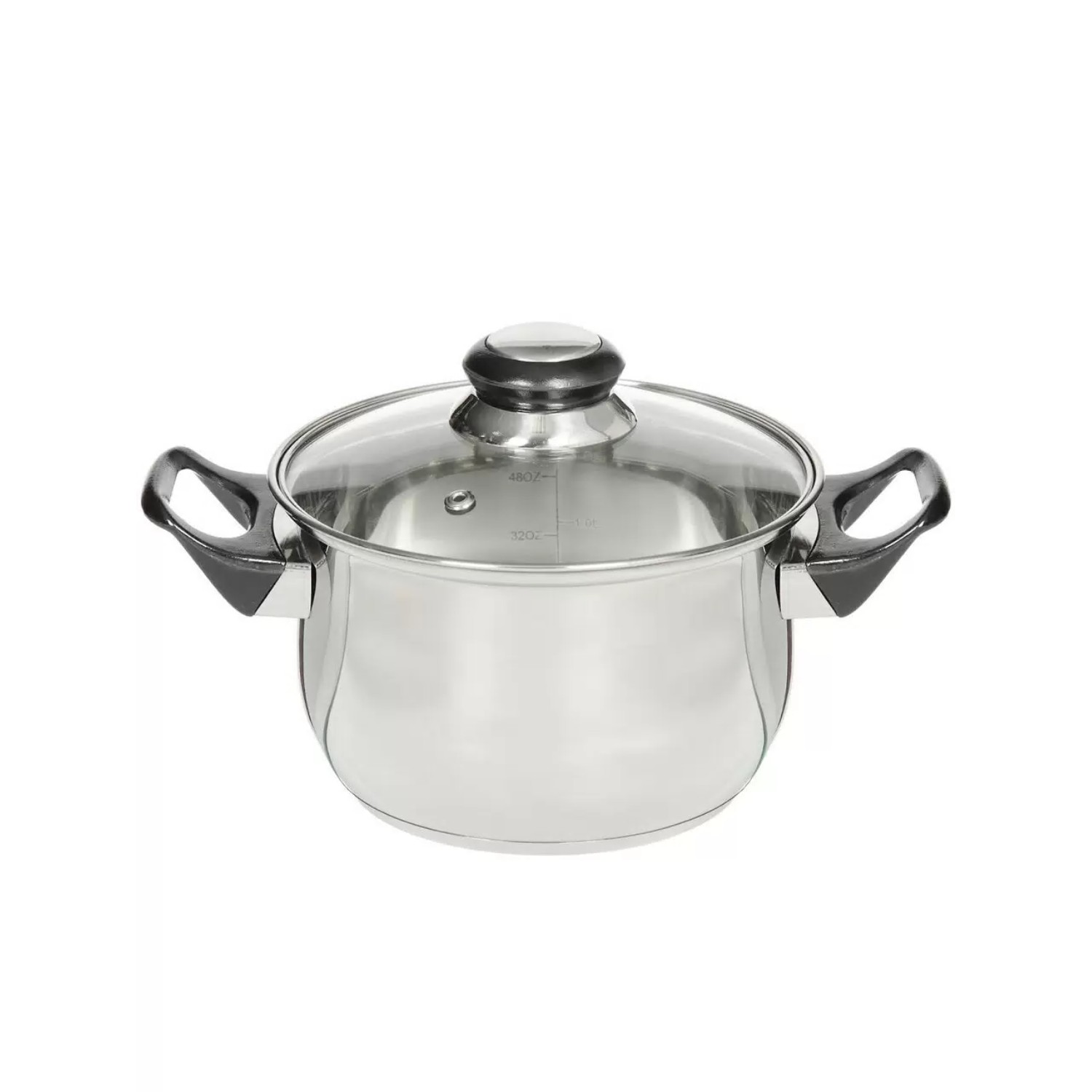 Кастрюля Катюша пром Астра нержавеющая сталь, стеклянная крышка, 1,9 л, 18 см