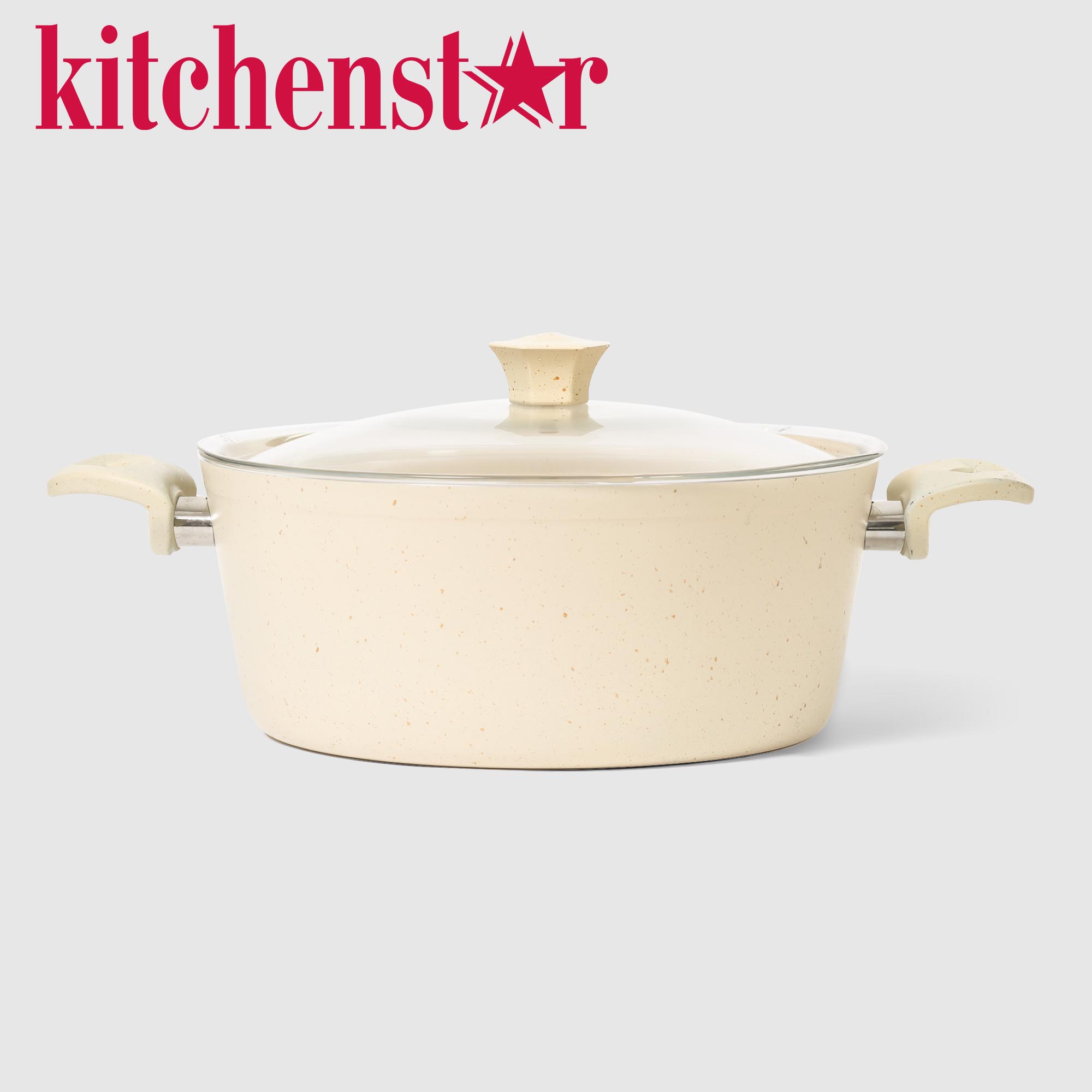 Кастрюля низкая Kitchenstar Granite кремовая 28 см