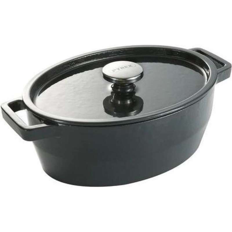 Кастрюля Pyrex овальная чугунная эмалированная серая 6л