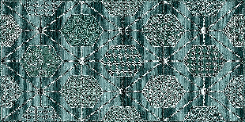 Керамический декор Azori Devore Indigo Geometria 587162001 31,5х63 см