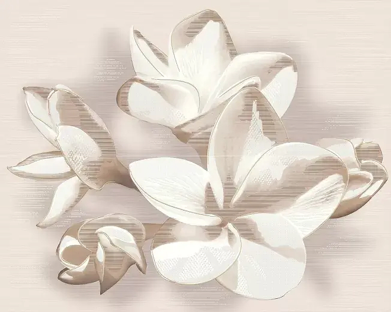 Керамическое панно Azori Amati Plumeria Beige (из 2-х плиток) 584192004 40,2х50,5 см