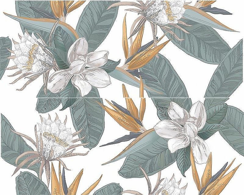 Керамическое панно Azori Calacatta Ivori Strelitzia 00-00000702 40,2х50,5 см
