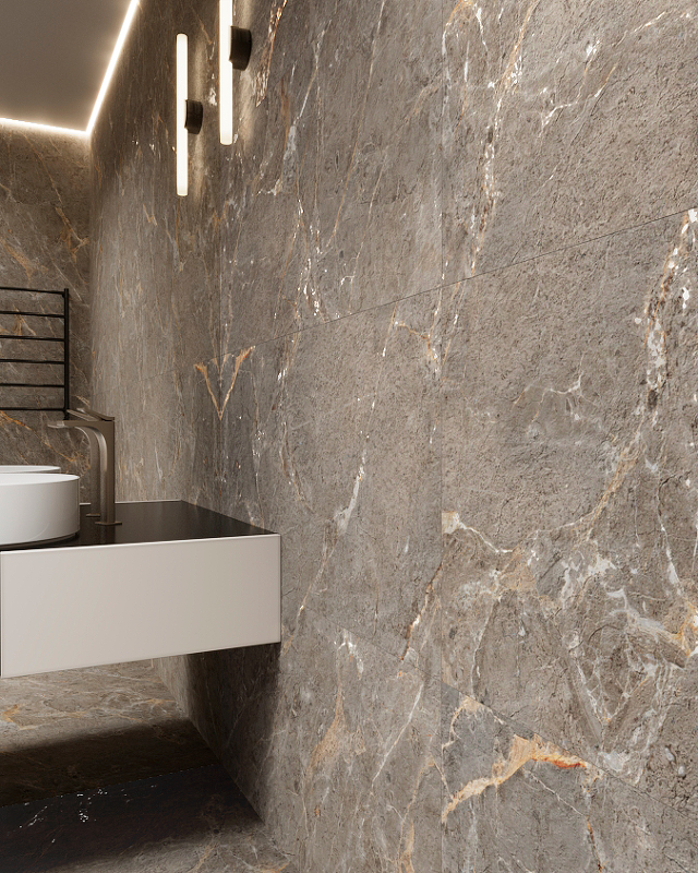 Керамогранит Arcadia Ceramica Royal Grey GI8006-B серый матовый с глянцевым эффектом 60х120 см