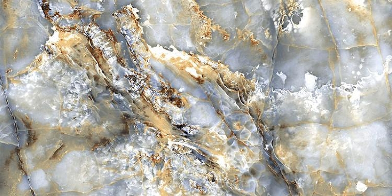 Керамогранит Infinity Ceramica GELATA Oro Scuro High Glossy Голубой Полированный 60x120 см