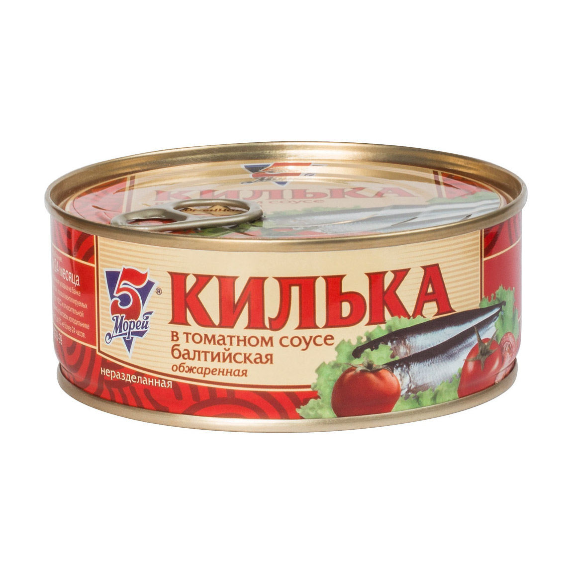 Килька обжаренная 5 Морей в томатном соусе 240 г