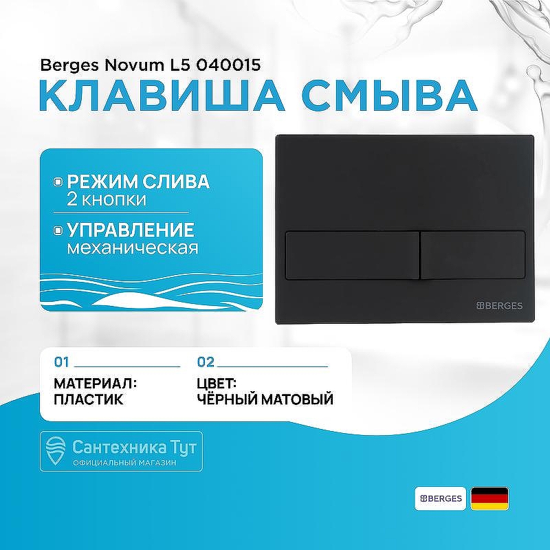 Клавиша смыва Berges Novum L5 040015 Черная