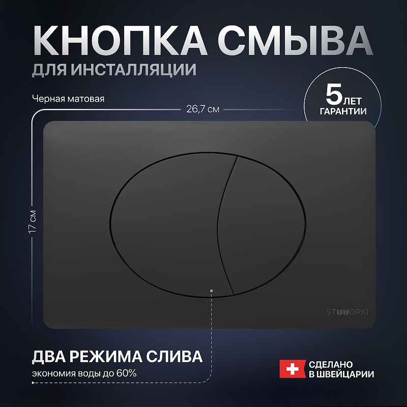 Клавиша смыва STWORKI 230858 цвет Черный матовый