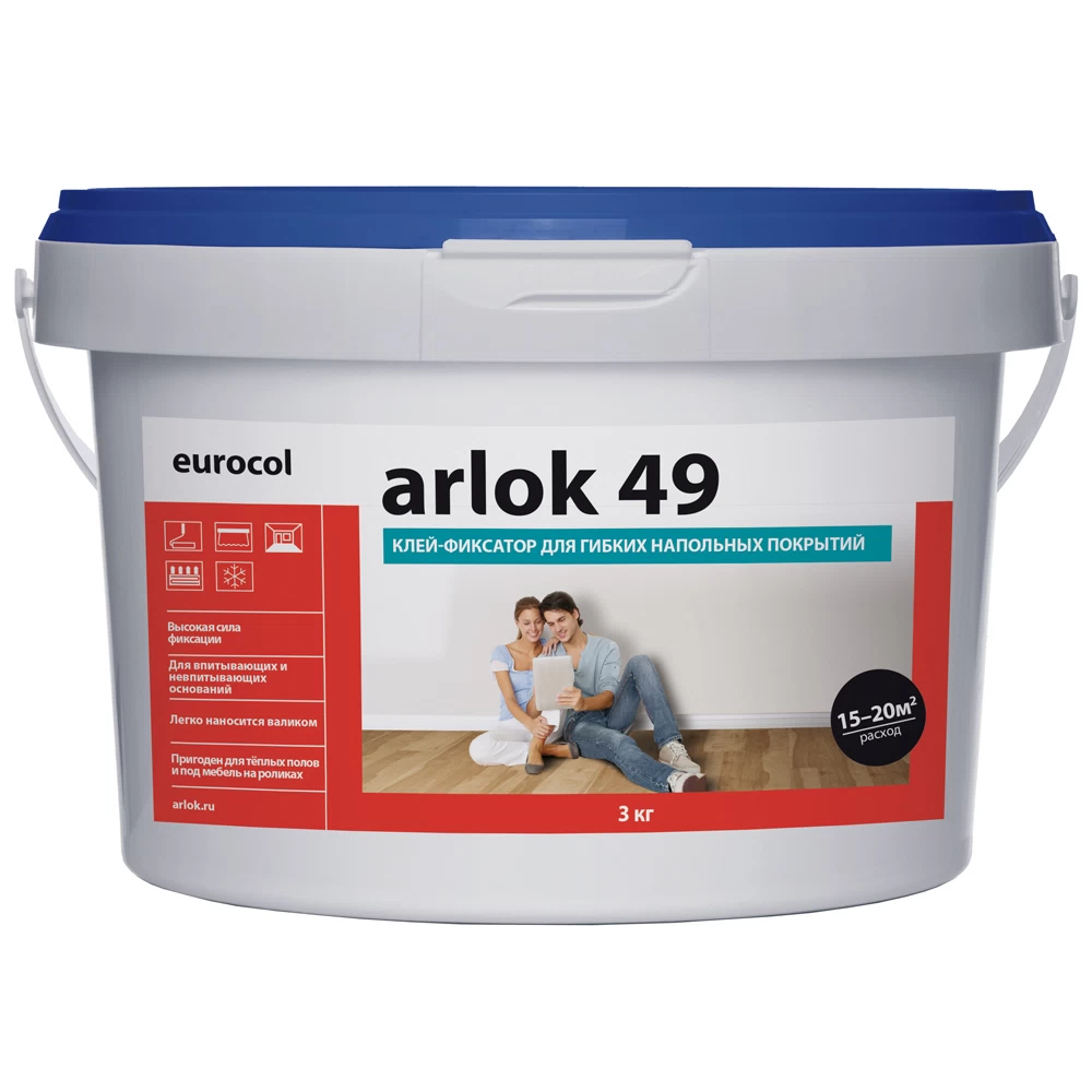 Клей акриловый для гибких напольных покрытий Arlok 49 3 кг