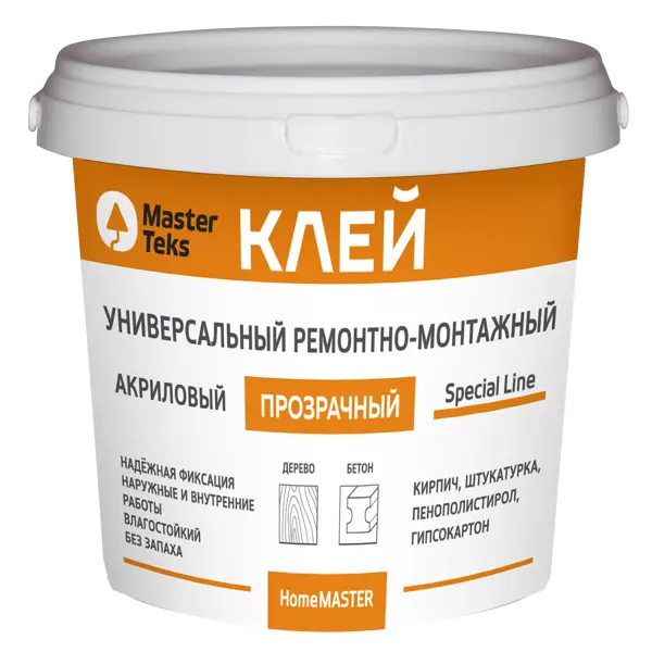 Клей акриловый MasterTeks ремонтно-монтажный прозрачный 0.9 кг