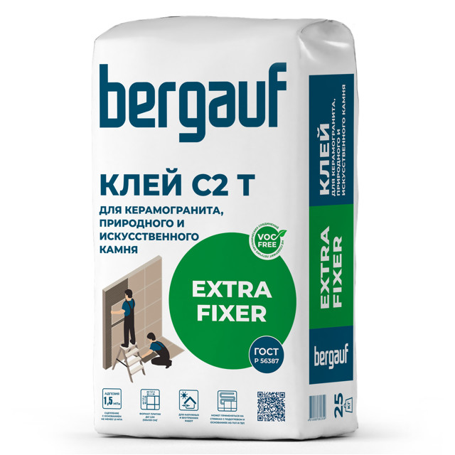 клей BERGAUF Extra fixer для керамогранита природного и искусственного камня 25 кг