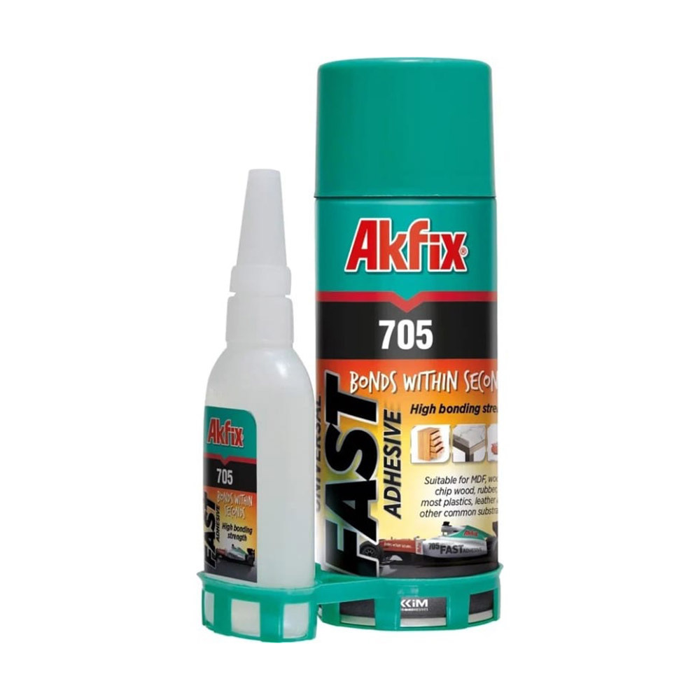 Клей цианоакрилатный Akfix 705 двухкомпонентный прозрачный 200 мл + 50 г