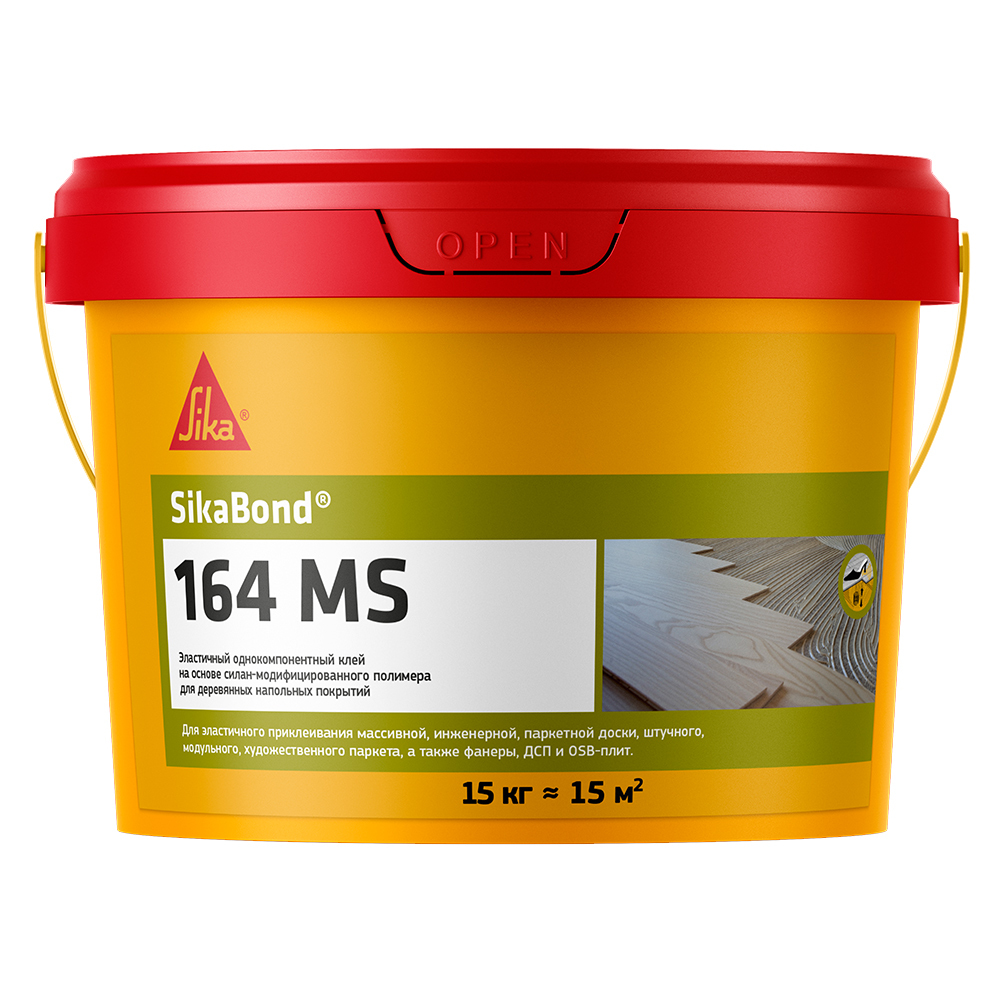 Клей для паркета полиуретановый гибридный Sika Bond-164 MS SMP однокомпонентный 15 кг