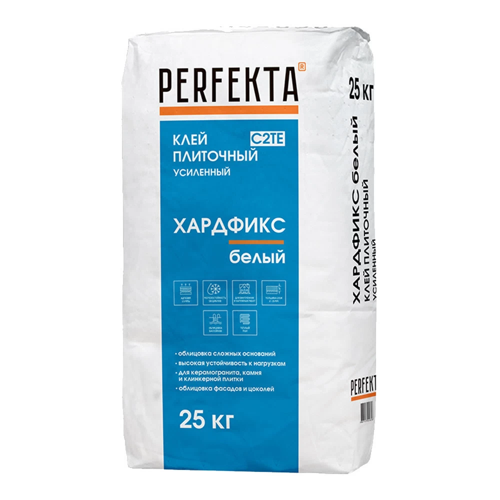 Клей для плитки/ керамогранита/ мозаики Perfekta Хардфикс белый класс C2 TE 25 кг