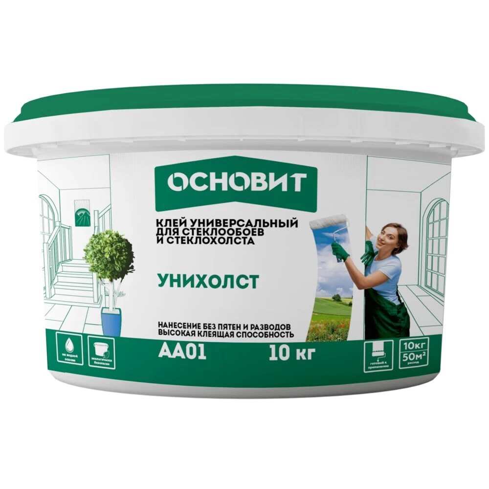 Клей для стеклообоев и стеклохолста Основит Унихолст AA01 готовый 50 кв.м 10 кг