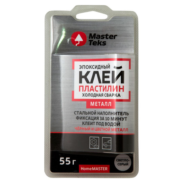 клей эпоксидный MASTERTEKS Холодная Сварка пластилин для металла 55г светло-серый, арт.9753190