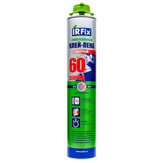 клей-пена IRFIX 60 СЕКУНД универсальная 800мл, арт. 10014