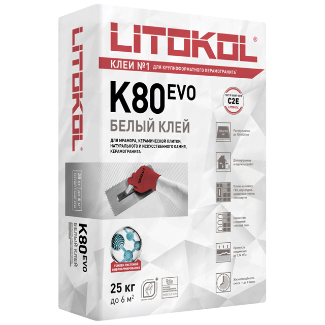 клей плиточный LITOKOL Литофлекс К80 / LitoFlex K80 белый