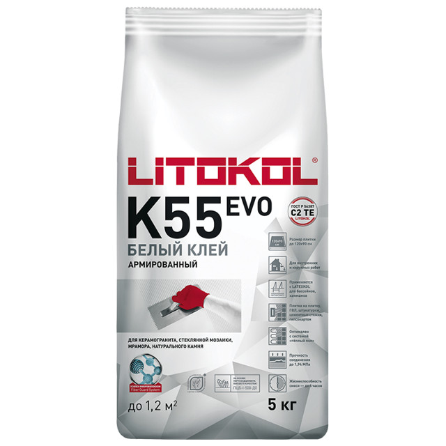 клей плиточный LITOKOL Литоплюс К55/Litoplus K55 для мозаики 5кг