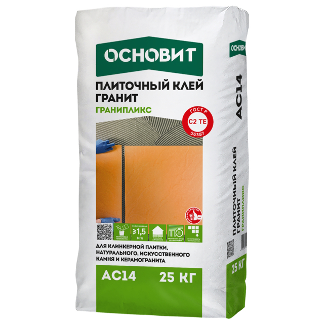 клей плиточный ОСНОВИТ Гранипликс АС14 25кг беспылевой