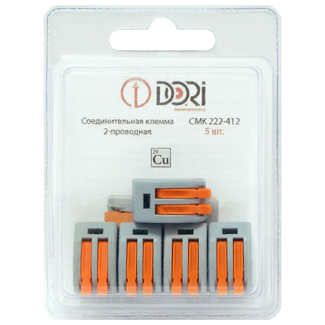 клемма соединительная DORI СМК 222-412 2-х проводная 5шт серый