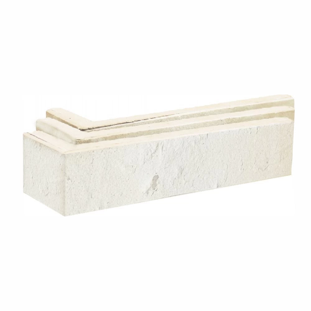 Клинкерная плитка для фасада угловая Terramatic Forta White Riegel AC (8 шт.= 0,08 кв.м) слоновая кость 185х60х40х14 мм