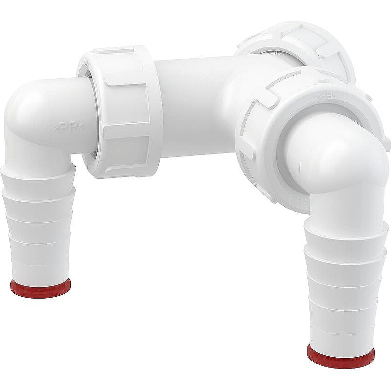 Колено для сифона Alcaplast P148Z с двумя штуцерами Белое
